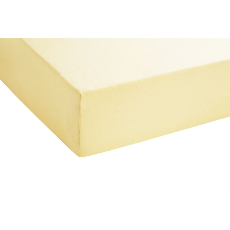 100% Cotton Jersey Knit Fitted Sheet, Light yellow, 140-160 x 200 cm