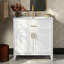 Meuble-lavabo moderne Yelton de 76 cm de large en bois avec lavabo en céramique, rangement à fermeture douce et tablette réglable pour salle de bain-134907691