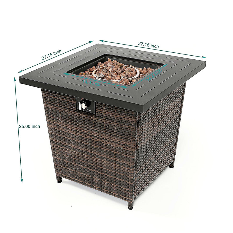 28-inch Willow Square Fire Pit Table