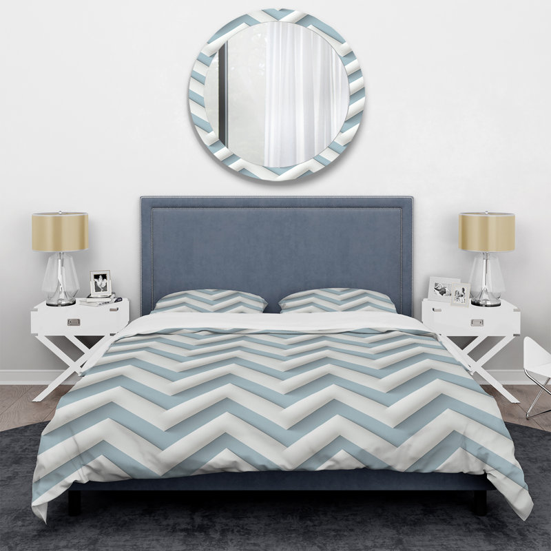 Monochromatic Chevron Motion - Ensemble de housse de couette à chevrons, Housse de couette pour très grand lit et 2 très