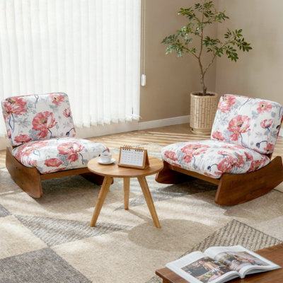 Upholstered Solid Wood Rocking Chair