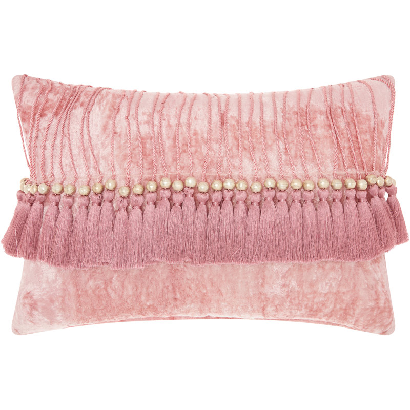 Tassels Throw Pillow, Rose