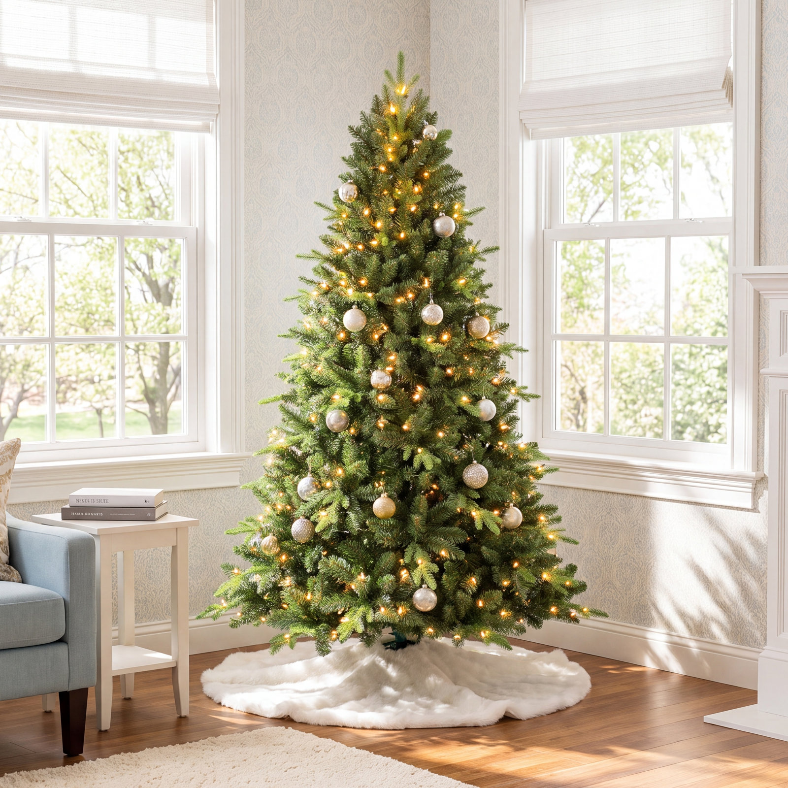 Pre-Lit Spruce Christmas Tree, 5'