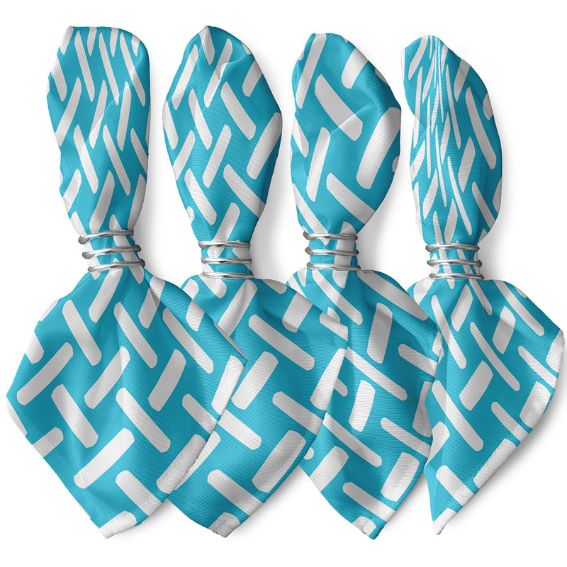 Kuse Polyester Geometric Square Napkin, 18" W x 18" L, Turquoise