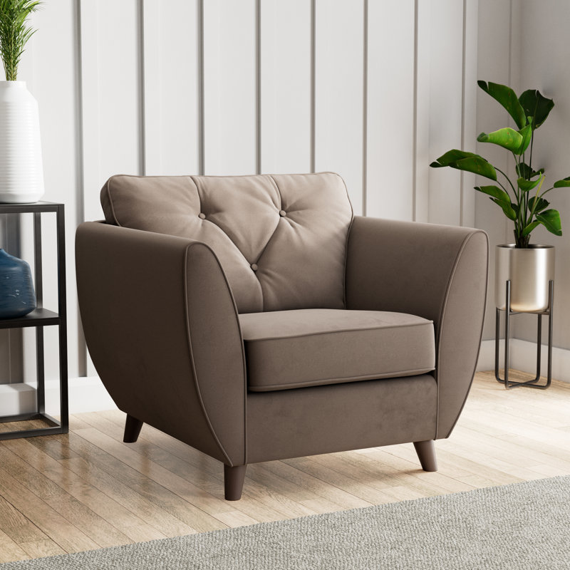 Collazo Upholstered Armchair, Mole, Dark Brown Wood