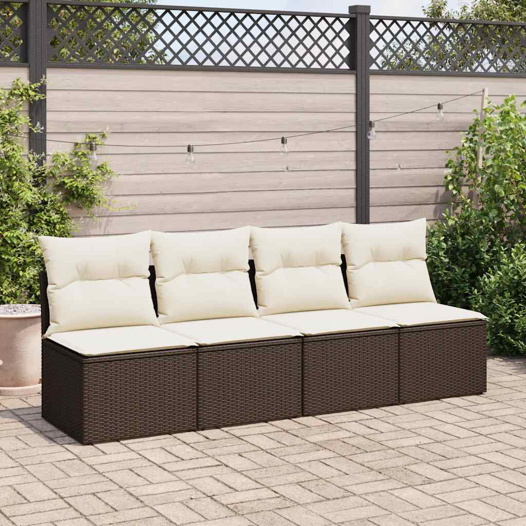 Vidaxl 4-Tlg. Garten-Sofagarnitur Mit Kissen Braun Poly Rattan Akazie