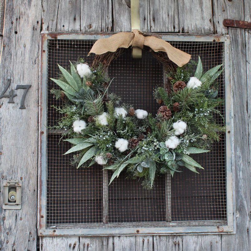Handcrafted Faux Wreath, 26" H x 26" W x 6" D