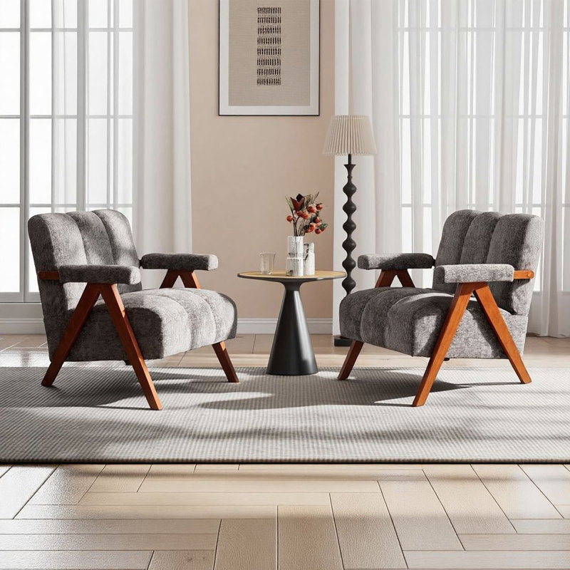 Ensemble de 2 chaises d'appoint Mid-Century Modern, Grey