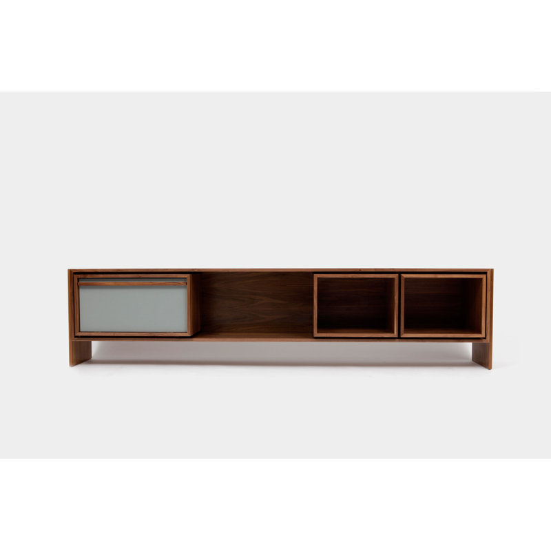 Low Units Media Console, Walnut/Battleship Gray