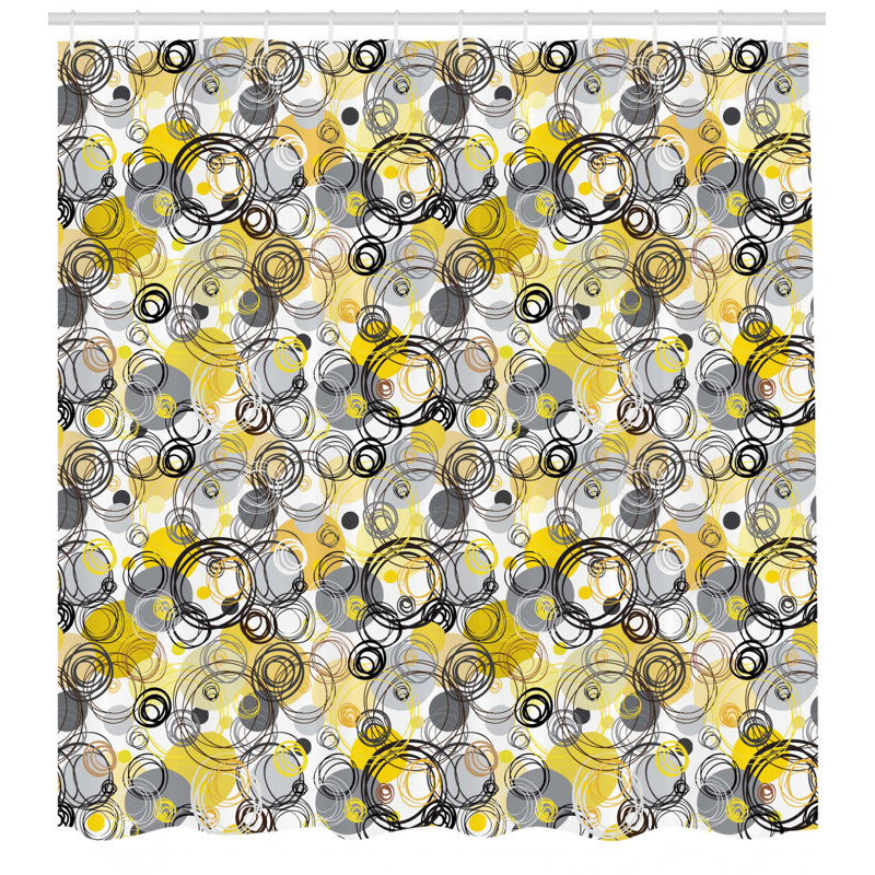 Geometric Shower Curtain with Hooks Included, 75" H x 69" W