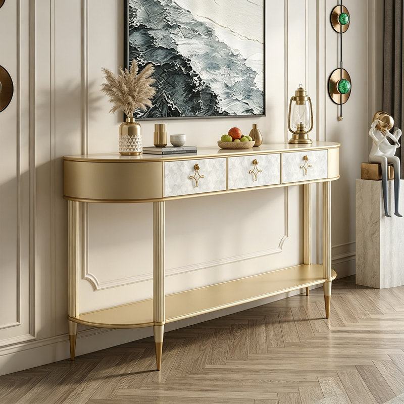 Console à tiroirs de style français, 35.43" H x 62.99" W x 15.75" D