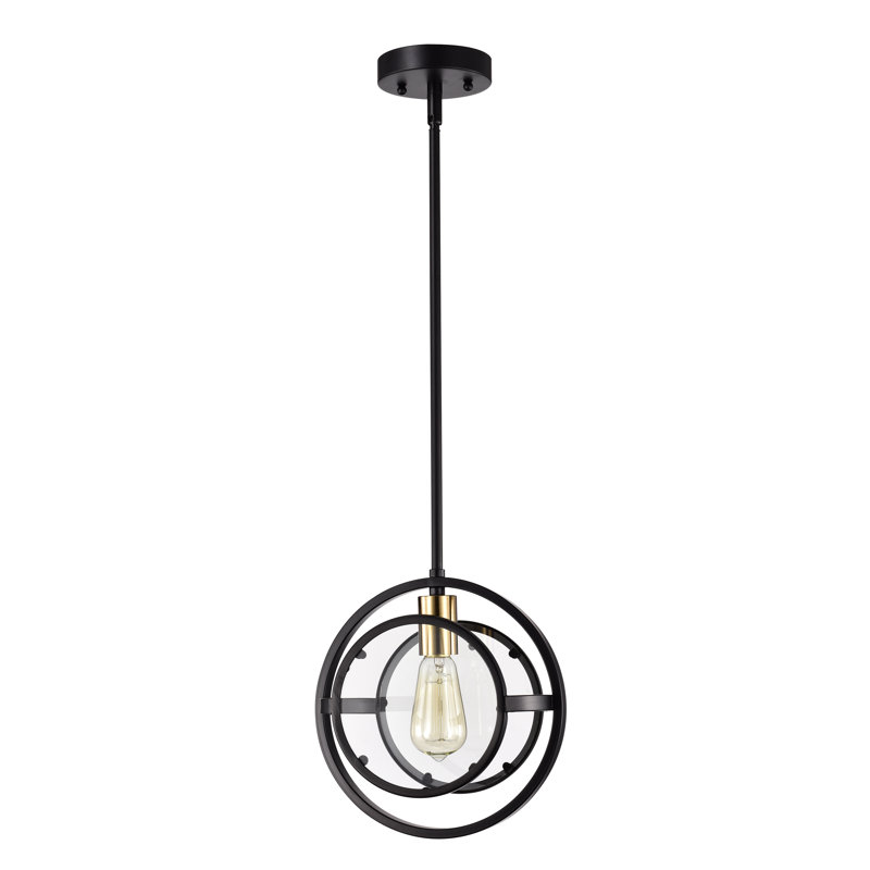 Affra 1 - Light Black/ Burnished Brass Single Pendant