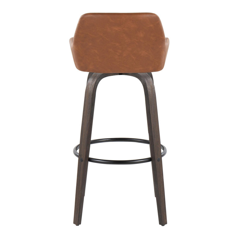 Contemporary Fixed-Height Barstool, Brown, Charcoal/Black