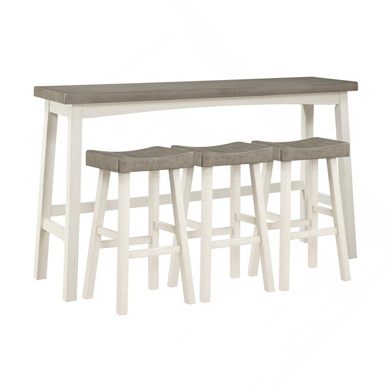 Ensemble de tabourets de table, tabourets de bar et de table 4 pièces Transitional, Café / blanc