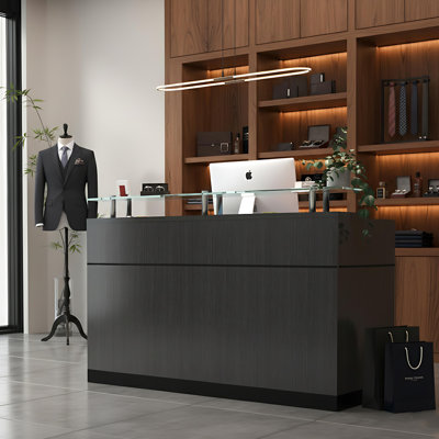 2 Person Rectangle Glass Reception Desk