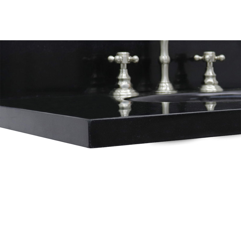 49'' Black Galaxy Granite Vanity Top with White Ceramic Oval Sink