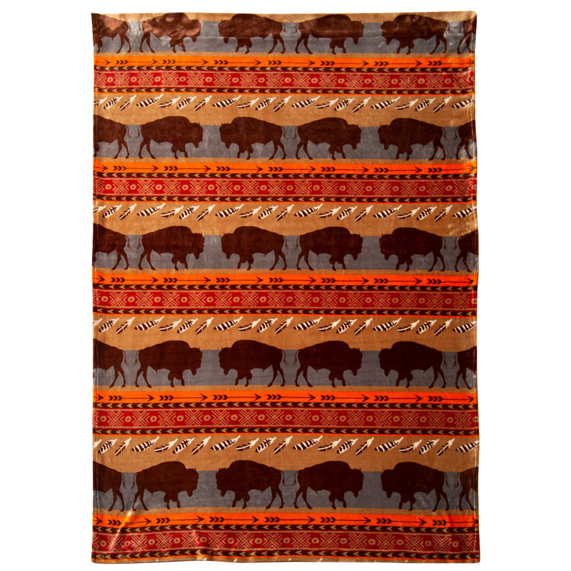 Rustic Blue and Brown Velvet Room Darkening Curtain Panels
