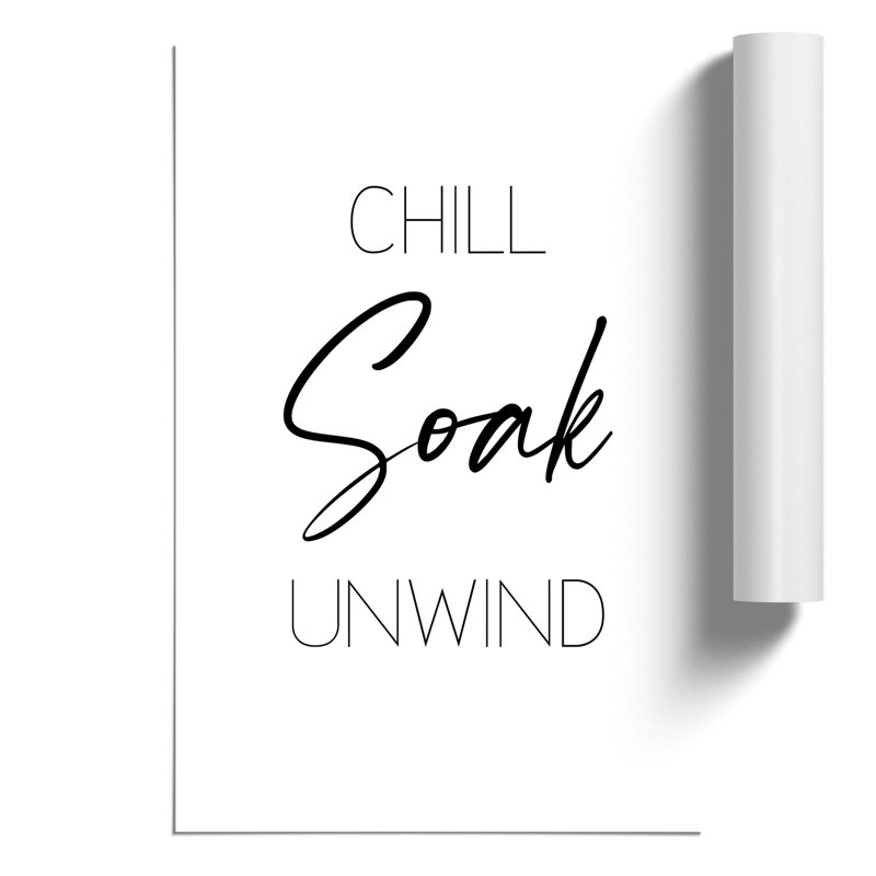 Chill Soak Unwind - Wall Art, 59cm H x 42cm W x 0.1cm D, Unframed