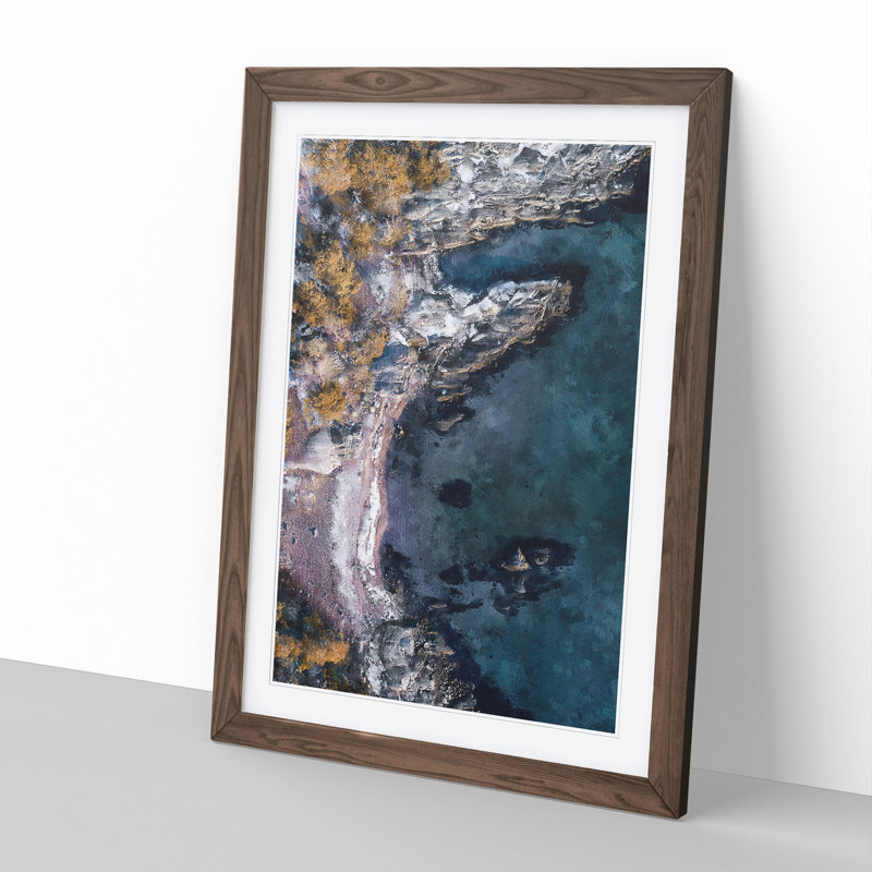 Coastline of Sweden - Picture Frame Graphic Art, 65cm H x 48cm W x 2cm D, Walnut Framed