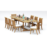 12 Seats 13 Pcs Grade-A Teak Wood Dining Set: 118" Double Extension Mas Rectangle Trestle Leg Table And 12 Giva Armless Chairs #11GV2500