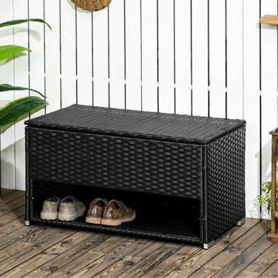 Boîte de terrasse pour le patio - Rangez vos articles essentiels pour l'extérieur avec style, serviettes noires avec rangement pour chaussures