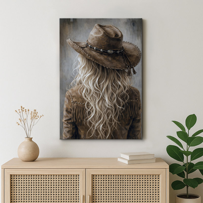 «Western Cowboy Hat Back Portrait», photos de salon, impression sur toile encadrée, H 24 po x l 16 po x P 1,5 po