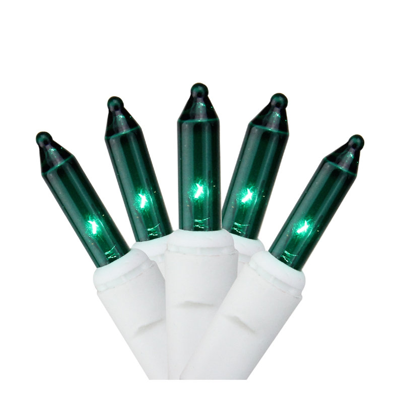 100-Count Green Mini Christmas Light Set 4.6ft White Wire