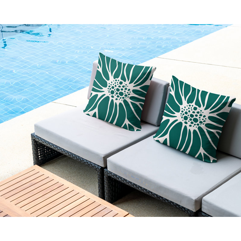 Housse et insert de coussin décoratif intérieur / extérieur en mélange de polyester, L 15 po x H 15 po, Émeraude