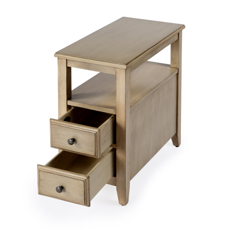 Marcus Side Table with Storage, Antique Beige
