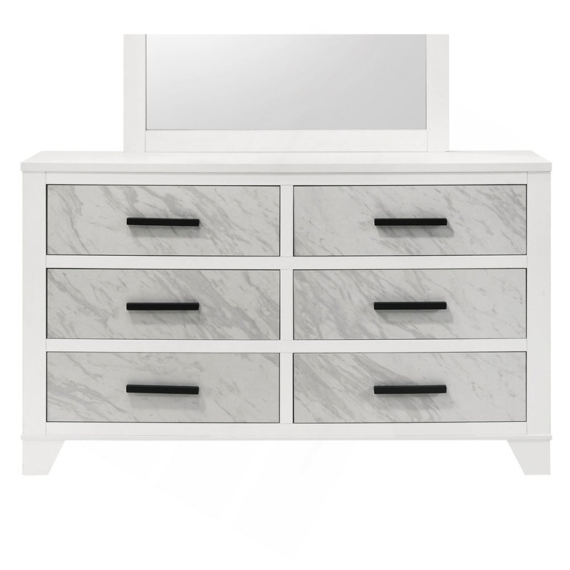 Commode en faux marbre avec poignées noires