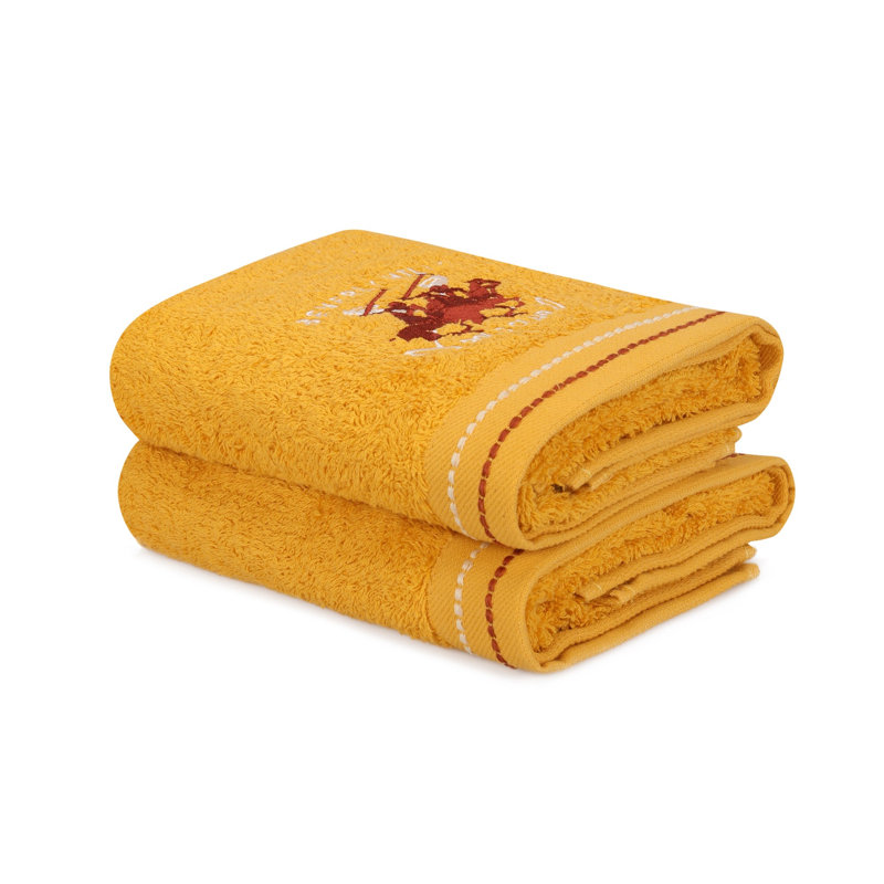 Ensemble de 2 essuie-mains 2 pièces 100% coton, Moutarde foncé