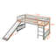 Lit mezzanine simple gris avec glissade et - idéal pour les petits espaces, aire de repos, matériaux élégants en pin massif, lignes épurées, 14 lattes de soutien, convient aux enfants de 6 ans et plus