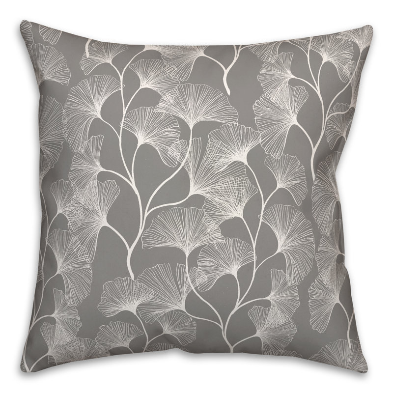 Floral Outdoor Reversible Throw Pillow, Gray, 18" H x 18" W