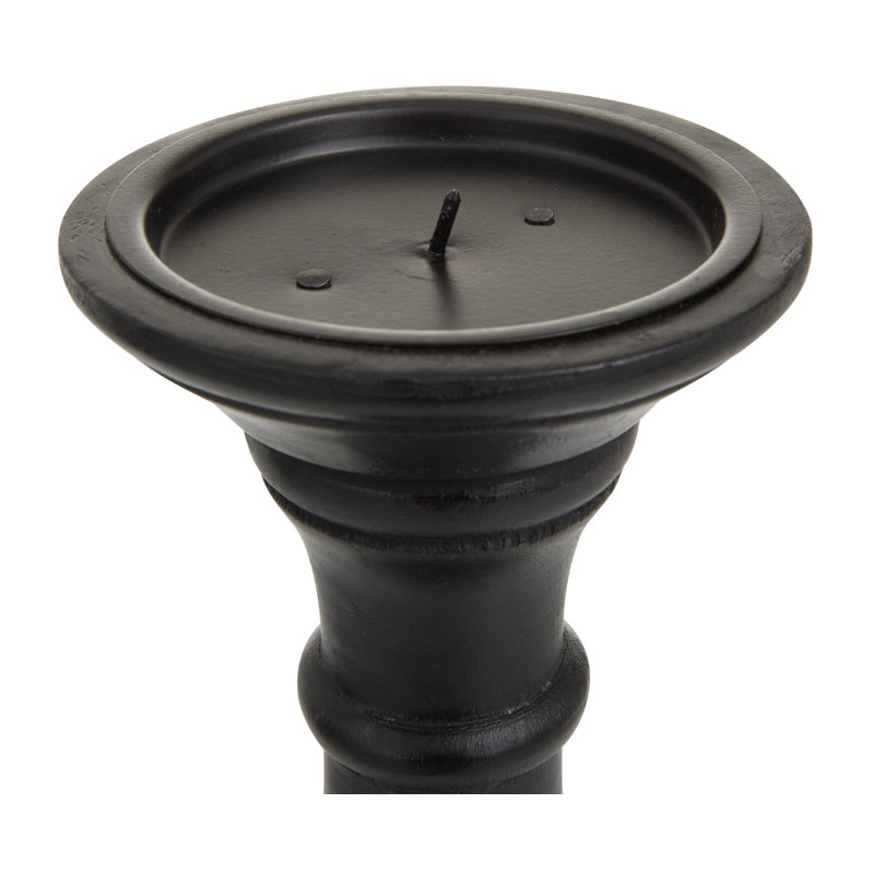 Ensemble de chandelles de table en bois, Noir, H 9,95 po x l 4,45 po x P 4,35 po