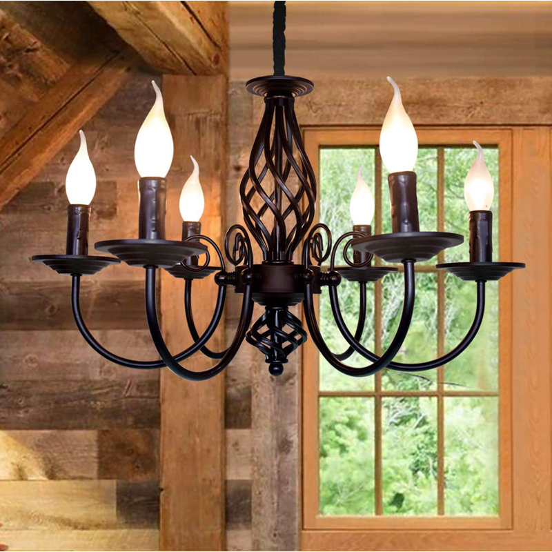 Pelchat 6 - Light Candle Style Chandelier, Black