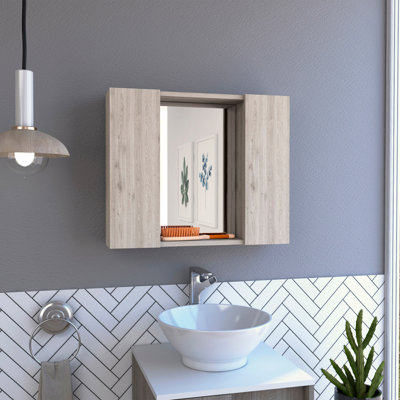 Armoire à pharmacie Artemisa, double porte, miroir, une tablette extérieure - gris clair