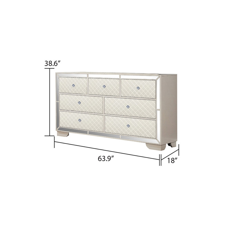 Commode 7 tiroirs Beaman, Beige