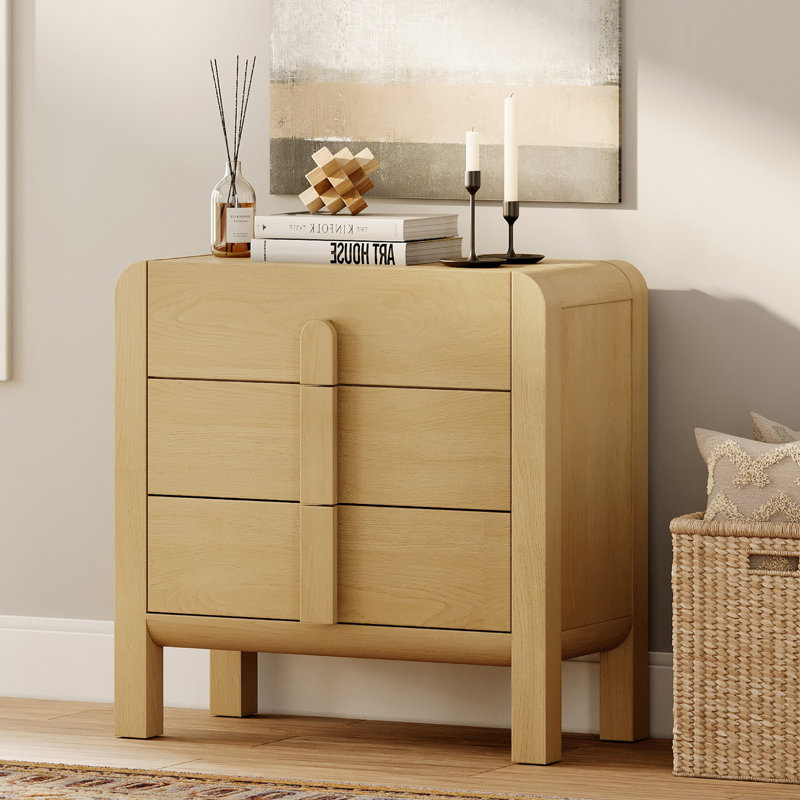 Wooden Baby Dresser With 3 Drawers, Kids Dressers With Wide Chest Of Drawers, Mid Century Modern Closet Storage Organizer, Small Dressers For Bedroom, Nursery, Hallway