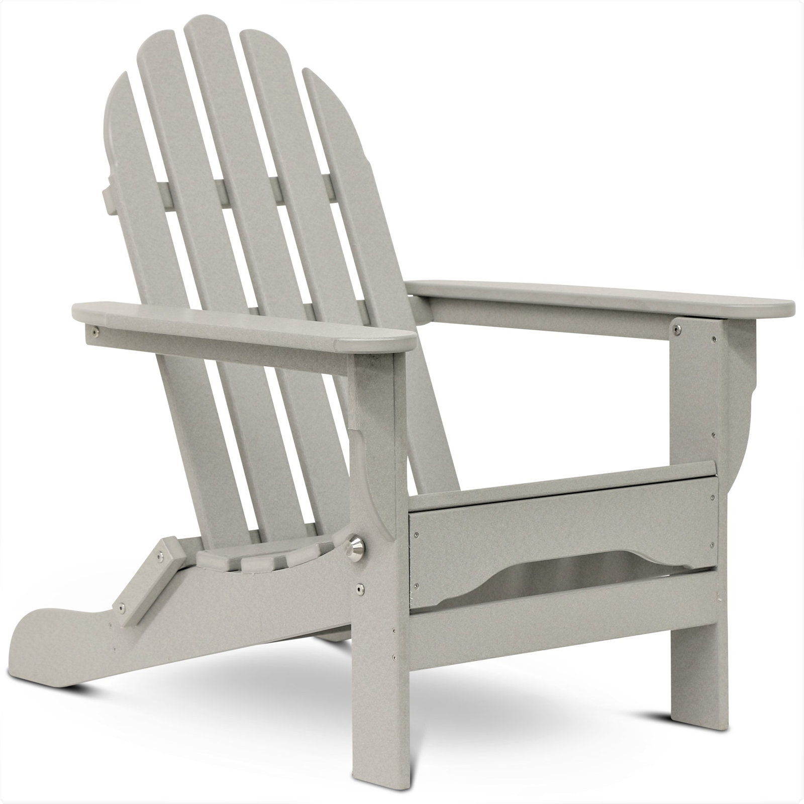 Leighton Plastic Folding Adirondack Chair, Light Gray