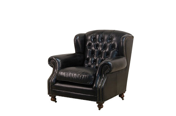 Elvas Leather Club Chair, Black