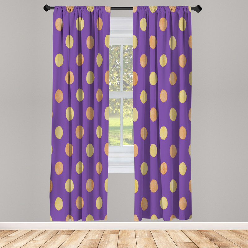 Microfiber Floral Semi-Sheer Rod Pocket Curtain Panels, 28" W x 63" L, Yellow/Orange/Purple