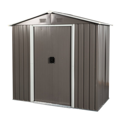 Remise d'extérieur en métal galvanisé avec panneaux anti-insectes, 8 pi x 4 pi, composants et résistance de rangement gris