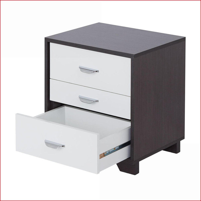 3 tiroirs blanc Table basse rectangulaire noire - Pièce décorative peu encombrante pour le salon / la chambre à coucher