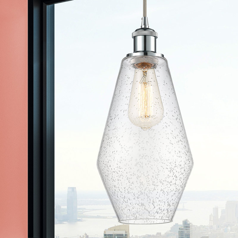 Luminaire suspendu simple à 1 lumière Gabbie, Chrome poli