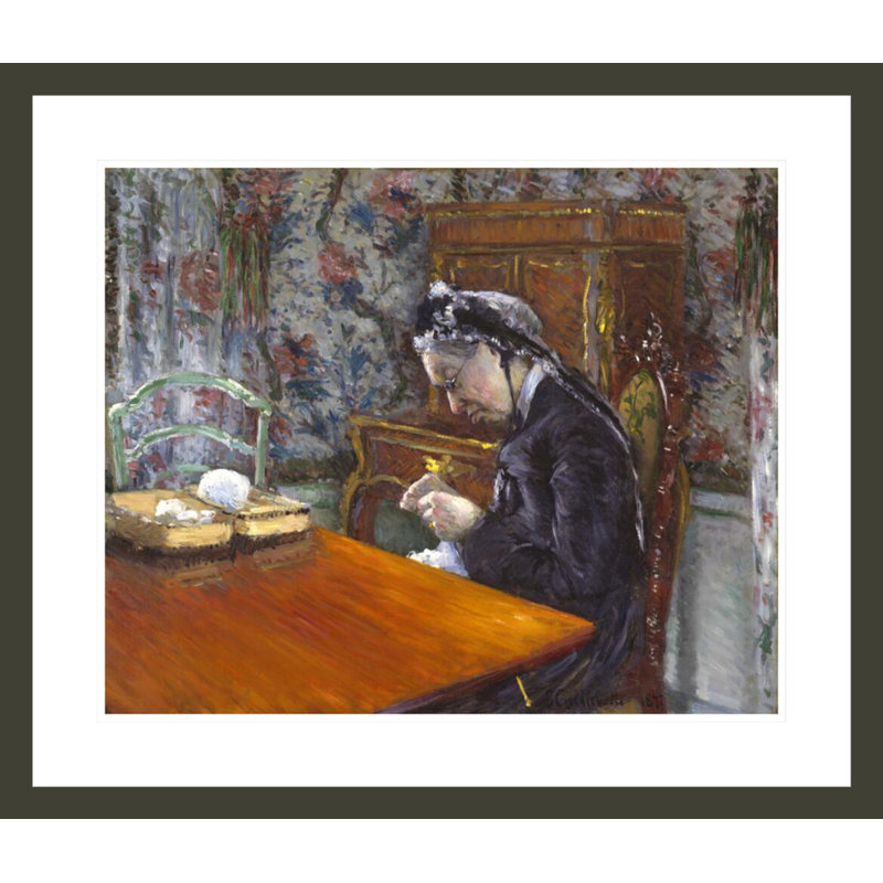 «Mademoiselle Boissière Knitting» par Gustave Caillebotte, impression giclée encadrée, H 23,5 po x l 27,45 po