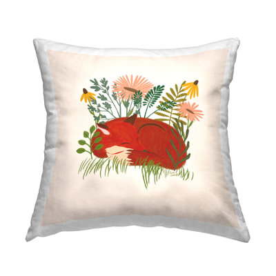 Stupell Industries Sleeping Fox Among Daisies Design by Carrie Cantwell Throw Pillow