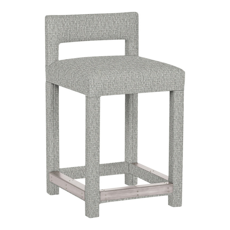 Utica By Thom Filicia Upholstered Counter Stool with Solid Wood Frame, Gris colombe, Colombe Tarbee