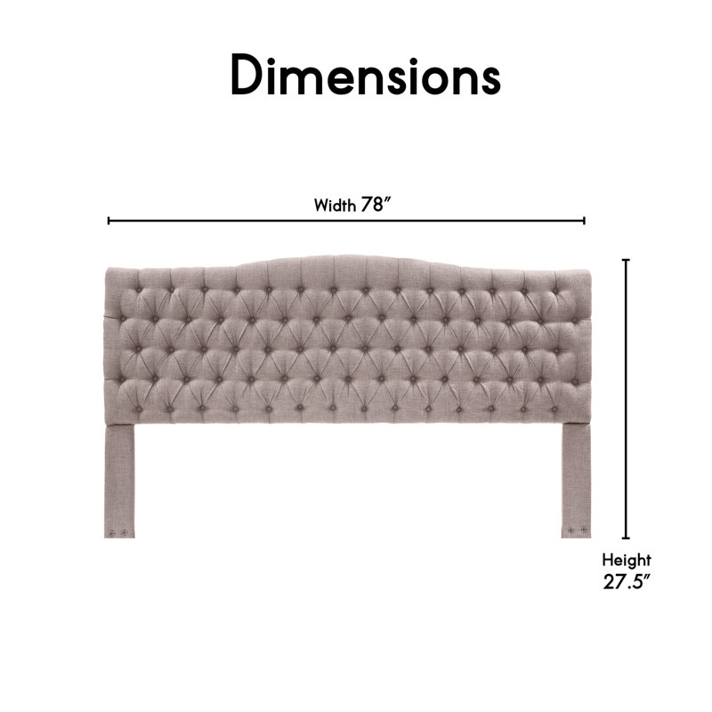 Elle Decor Celeste Tufted Upholstered Padded Headboard with Contemporary Button Tufting, Soft Linen-Textured Fabric, King