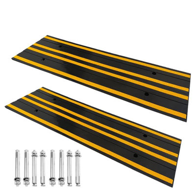 Rampe de dégagement en caoutchouc robuste à profil bas et à seuil bas, conception durable, 40 x 7 cm, 2 pièces, paquet de 2 pièces