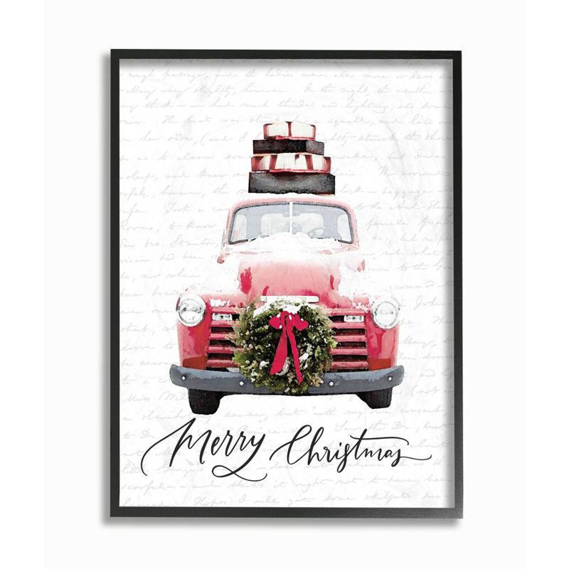 «Merry Christmas Red Truck», impression, H 20 po x l 16 po, Cadre noir